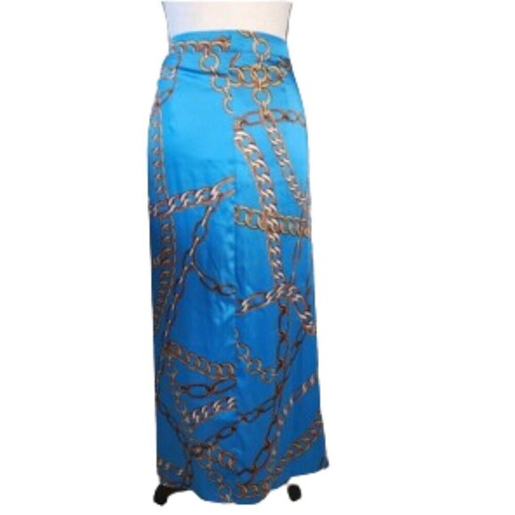 Zara Blogger Favorite Chain Print Satin Pareo Wrap Midi Skirt XL - Picture 5 of 6